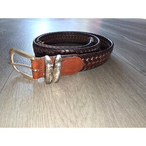 Fossil Mens Genuine Leather Braided Belt Size 36 Brown